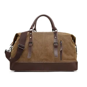 Custom Men Waxed Canvas Waterproof Weekender Travel Duffel Bag Long Haul Large Capacity Luggage Canvas Travel Bag