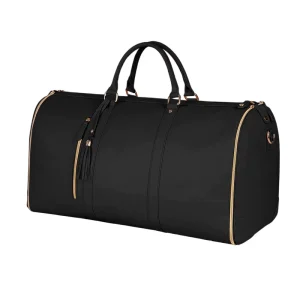 Custom Men Women’s Unisex Leather Duffle Bags Waterproof PU Leather Foldable Travel Fashion Duffel Bag Zipper Overnight Garment