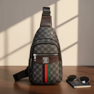 Custom Men’s Anti Theft Anti Steal PU Leather Crossbody Phone Bag Fashionable Waterproof Outdoor Chest Pack