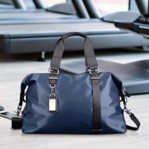 Custom Men’s Black Large Gym and Sports Bag Fashionable Nylon Travel Luggage With Zipper Closure Foldable Feature Set Included