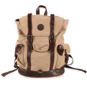 Custom Men’s Canvas Vintage Hiking Travel Backpack Large Capacity Cover Closure All Seasons Use Custom Logo