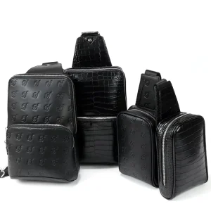 Custom Men’s Chest Bags Fashionable PU Leather Sling Crossbody Zipper Closure Polyester Lining Sport Travel