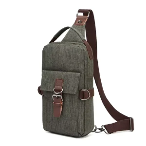 Custom Men’s Fashion Cross Chest Shoulder Bag with Polyester Vegan Leather Zipper Closure for Outdoor Activities