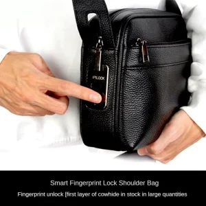 Custom Men’s Genuine Leather Crossbody Bag with Fingerprint Lock Classic Anti Theft Business Document Bag Laptop Messenger Bag