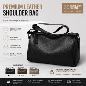 Custom Men’s Genuine Leather Vintage Style Business Bag Durable Lightweight Waterproof Casual Design Letter Decoration Zipper