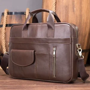 Custom Men’s Laptop Bag Briefcase Genuine Real Leather Men Leather Briefcase Business Handbag Messenger Bag