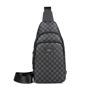 Custom Men’s Large Capacity Multifunction Zipper Crossbody Bag Lightweight PVC Waterproof Chest Bag for Business Commuting