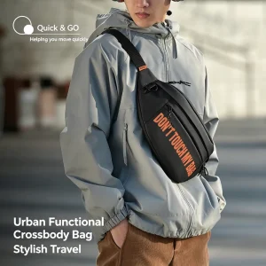 Custom Men’s Large Capacity Waist Bag Stylish Crossbody Chest Bag with Zipper Closure Fashionable Sling Bag