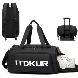 Custom Men’s Large Gym Duffel Bag with Shoes Compartment Waterproof Portable Polyester Lining