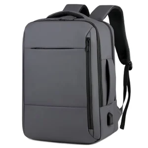 Custom Men’s Large School and Travel Backpack Fashionable Waterproof Business Laptop Bag with Geometric Pattern and USB Access