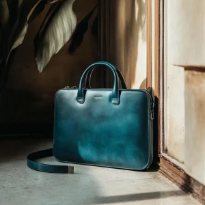 Custom Men’s Leather Messenger Bag 17.3 Inches Laptop Briefcase Business Computer Handbag Shoulder Bag for Men