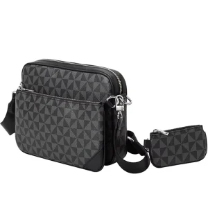 Custom Men’s Luxury PVC Crossbody Bag High Capacity Fashionable Streetwear Three Piece Set Including Messenger Bag