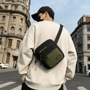 Custom Men’s Minimalist Chest Waterproof Outdoor Backpack Geometric Patterned Sling Unisex Softback Compatible Shoulder Bag
