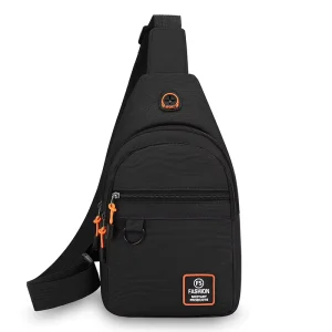 Custom Men’s Nylon Sling Backpack with Reflective Oxford Polyester Waterproof and Zipper Closure Side Chest Bag