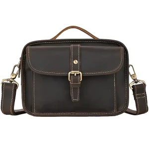 Custom Men’s Retro Vintage Messenger Satchel Shoulder Bag Genuine Leather Durable Luxury High Quality Zipper Closure Portable