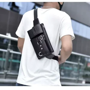 Custom Men’s Stylish Multifunctional Sports Waist Bag PU Crossbody Cycling Phone Bag Zipper Closure Waterproof Pillow Shape