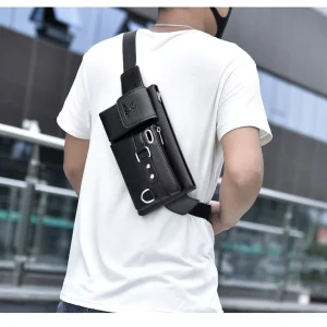 Custom Men’s Stylish Multifunctional Sports Waist Bag PU Crossbody Cycling Phone Bag Zipper Closure Waterproof Pillow Shape