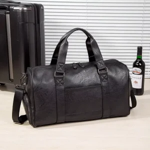 Custom Men’s Travel Bag Black Gym Bag with Shoes Men’s Tote Large Capacity Single Shoulder Crossbody Bucket Duffel Bag