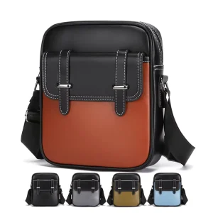 Custom Men’s Travel Fashion Designer PU Leather Messenger Bag Luxury Crossbody Satchel Logo Waterproof Casual Shoulder Bag