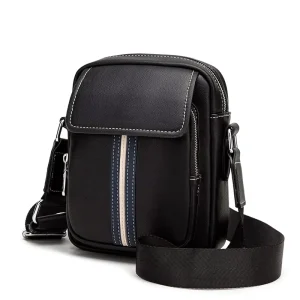 Custom Men’s Vegan Leather Sling Bag PU Small Sport Pouch Side Shoulder Crossbody Messenger Bag for Outside Activity
