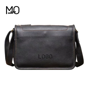 Custom Men’s Vintage Genuine Leather High Quality Durable Fashion Sling Messenger Bag Waterproof Lightweight Embossed Logo Daily