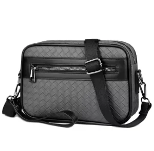 Custom Men’s Waterproof Crossbody Sling Messenger Bags PU Leather Fashion for Outdoor Sports and Travel Side Zippered Design
