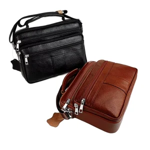 Custom Men’s Women’s Crossbody Shoulder Bag Cowhide Handbag Business Multi function Money Collecting Briefcase
