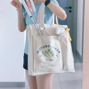 Custom Men’s and Women’s Badminton Casual Fashion Printed Canvas Tote Bag for Shopping