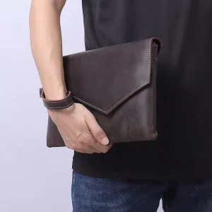 Custom Modern Genuine Leather Men’s Laptop Sleeve Durable Convertible Carry Handle Business Computer Waterproof Portable