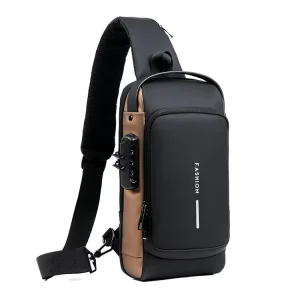 Custom Moto Anti Theft PU Leather Sport Side Chest Sling Crossbody Luggage Shoulder Messenger Fashionable Travel Bag for Men