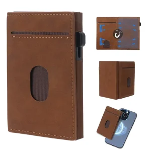Custom Multi Function Bifold Men’s Unisex Slim PU Leather Magnetic Embossing Credit Card Bag Magsafe Card Holder Wallet RFID