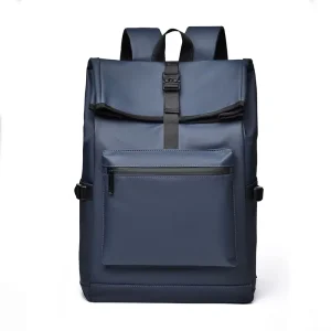 Custom Navy Blue Vintage Style Men’s Laptop Backpack with Hidden Pocket Heavy Duty Front Pocket Travel Book Bag for Outdoor