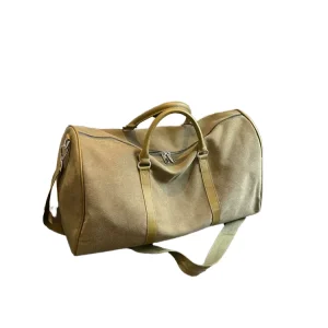 Custom ODM Brand Lightweight Durable Men’s Fashion Canvas Sports Duffel Bag with Zipper Closure Shoe Compartment Letter Pattern