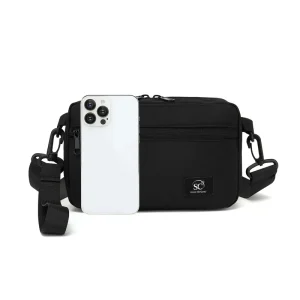 Custom Outdoor Waterproof Nylon Adjustable Sport Chest Black Sling Crossbody Shoulder Bag for Men Women