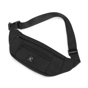 Custom Outdoor Waterproof Nylon Adjustable Sport Waist Chest Sling Fanny Pack Travel Bag Black