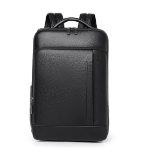 Custom PU Leather Men’s Large Capacity Backpack Casual Business Waterproof Luxury Lightweight Travel Computer Bag