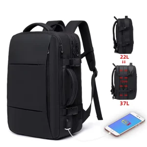 Custom Print Men’s Laptop Backpack Zipper USB Port Expandable Design Large Capacity Portable 15.6inch Polyester Computer Case