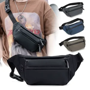 Custom Printed Logo Cross Border Men’s Casual Waist Business Travel Backpack Pure Color Fashion Style