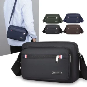 Custom Printed Logo Men’s Oxford Travel Shoulder Bag Classic Durable Portable Messenger Mobile Phone Bag