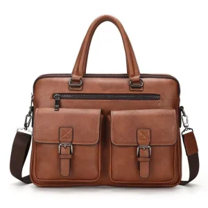 Custom Pu Leather Laptop Bag Luxury Brand Style Large Briefcase for Men