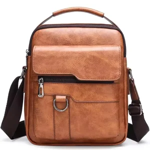Custom Side Crossbody PU Leather Waterproof Business Travel Cross Body Men Shoulder Messenger Crossbody Sling Bags