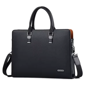Custom Simple Briefcase Men’s Top Layer Cowhide Hard Business Computer Bag Handheld Shoulder Bag Genuine Leather High Quality