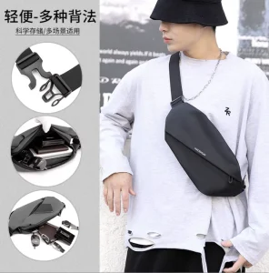Custom Sling Bags Crossbody Nylon Leather Single Shoulder Cross Body Men’s Messenger Chest Sling Bag for Men Bag Pack