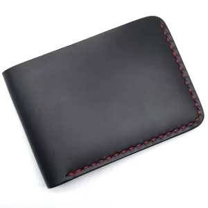 Custom Smooth Leather Bifold Mens Wallet Factory OEM Premium Full Grain Leather Handmade Credit Card Purse Holds 6 Card Slots