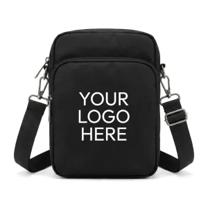 Custom Techwear Streetwear Black Nylon Sling Bag Custom Logo Waterproof Crossbody Messenger Bag for Men
