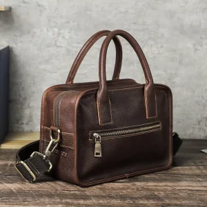 Custom Unisex Crossbody Bag Men’s Genuine Leather Small Handbag Minimalist Full Grain Leather Messenger Bag Shoulder Bag for Men