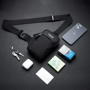 Custom Unisex Nylon Sling Crossbody Bag Water Resistant Small Messenger Bag Sports Chest Pouch for Men