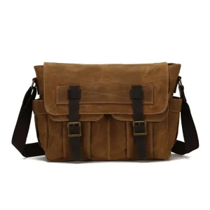 Custom Vintage Canvas Men’s Messenger Bags Waterproof Travel Sling Digital Gear Camera Satchel Shoulder Crossbody Bag
