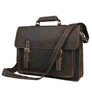 Custom Vintage Genuine Leather Hard Bag Men’s Luxury Business Laptop Waterproof Nylon Lining Multifunctional High Quality