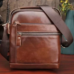 Custom Vintage Genuine Leather Trendy Men’s Bags Shoulder Bags Leisure First Layer Cowhide Leather Purse for Man